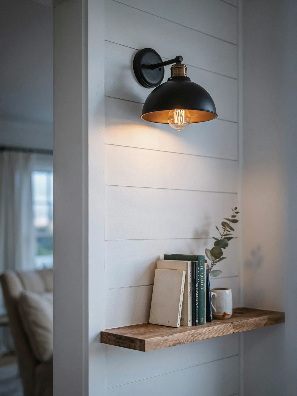 The Matte Black Barn Light With a Dome Shade