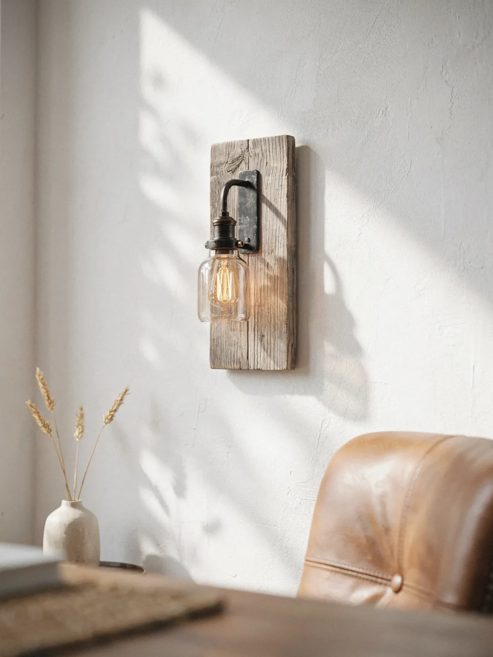 Distressed Wood Wall Mount Sconces