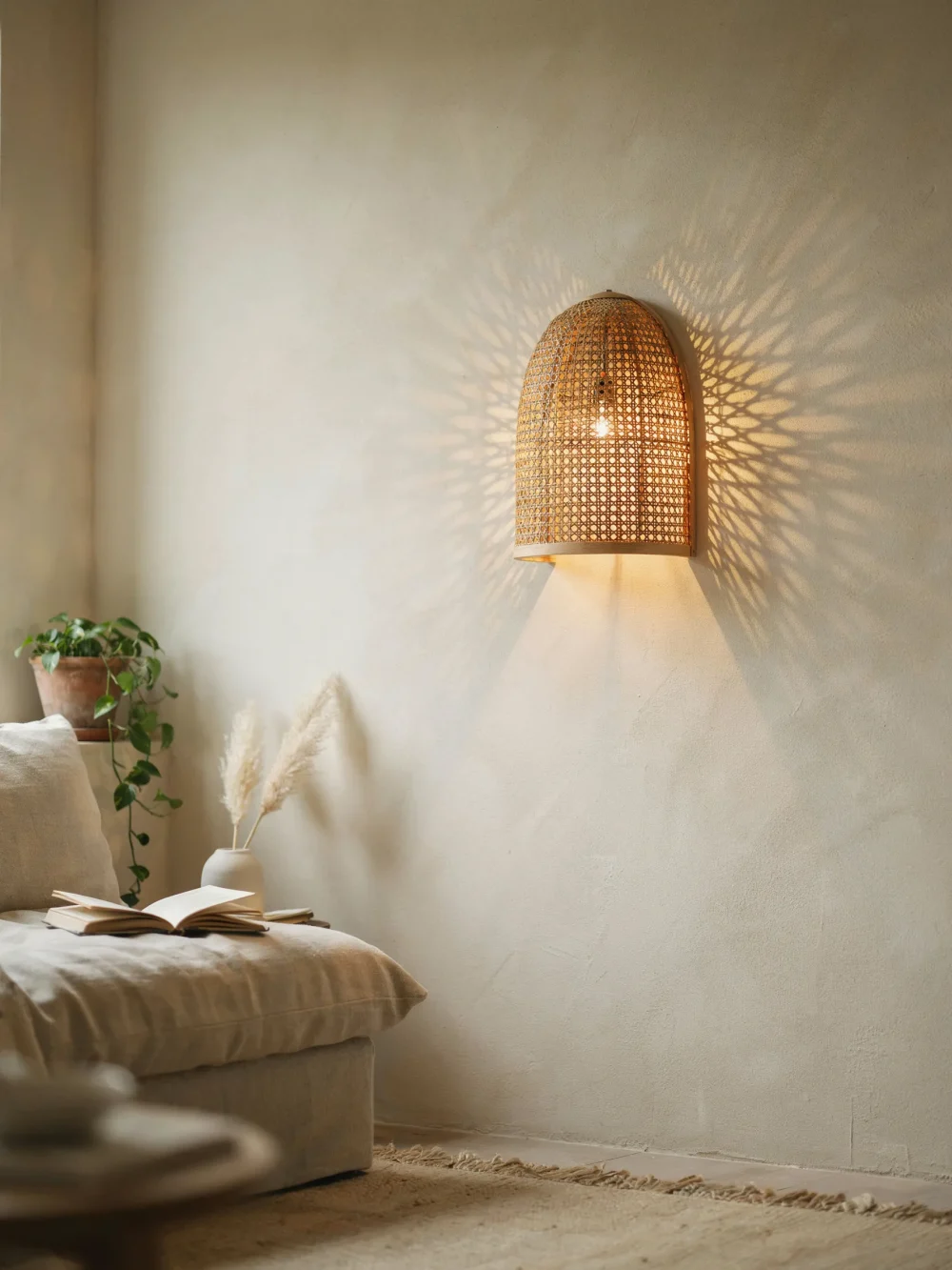 Woven Rattan Shade Sconces