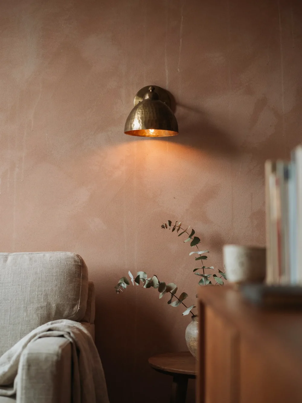 Hammered Metal Sconces in Antique Brass