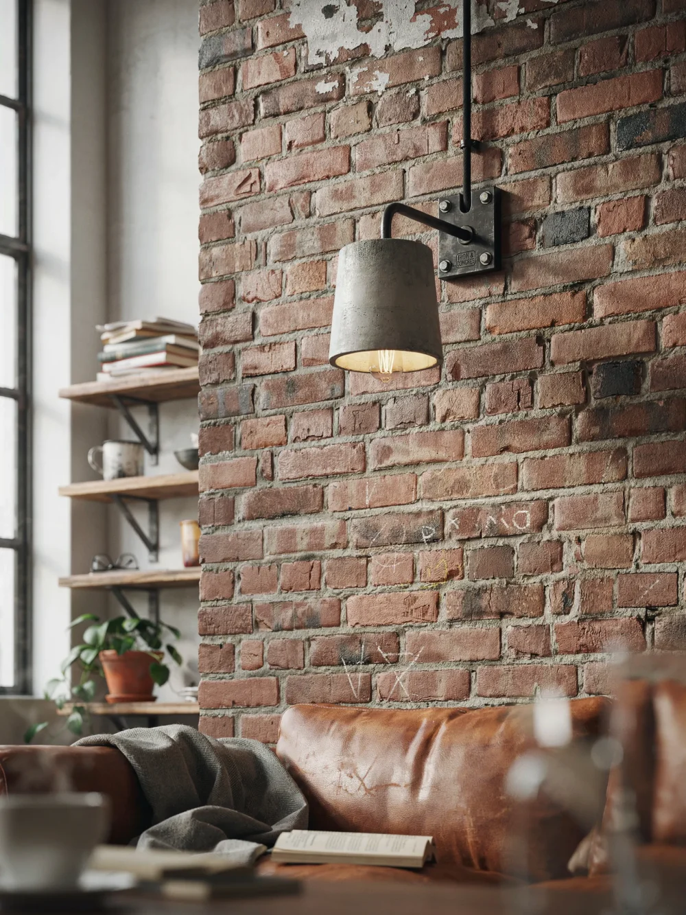 Concrete and Iron Industrial Sconces
