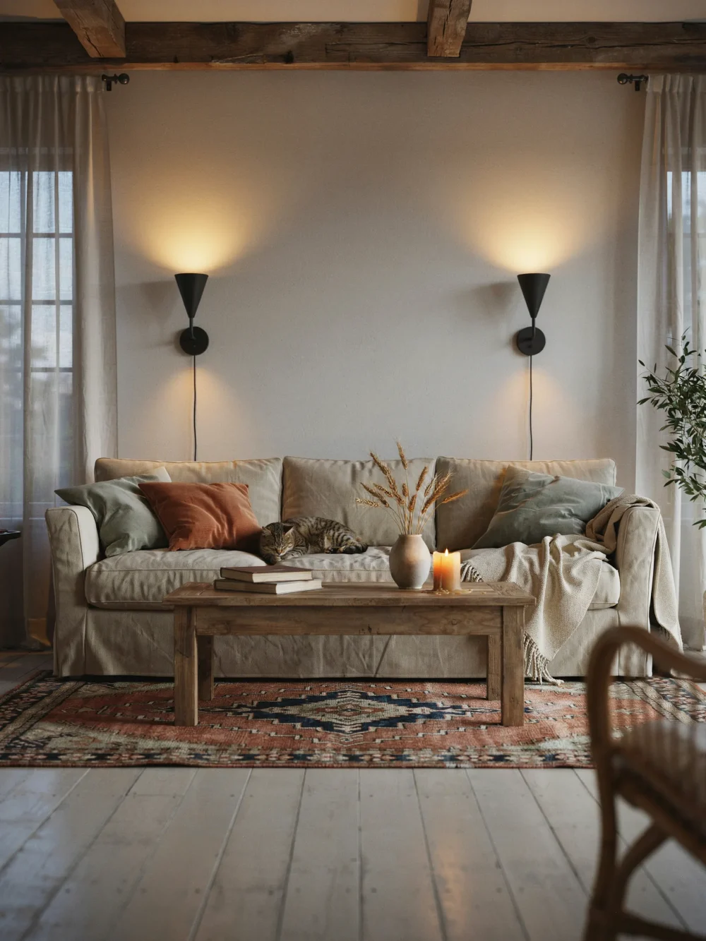 Symmetrical Sofa Framing Lights