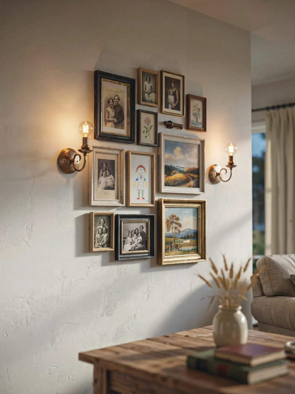 Sconces Flanking a Gallery Wall