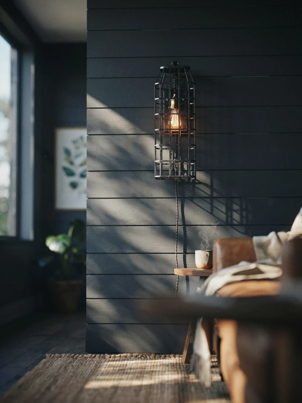 Cage-Style Sconces With Edison Filament Bulbs