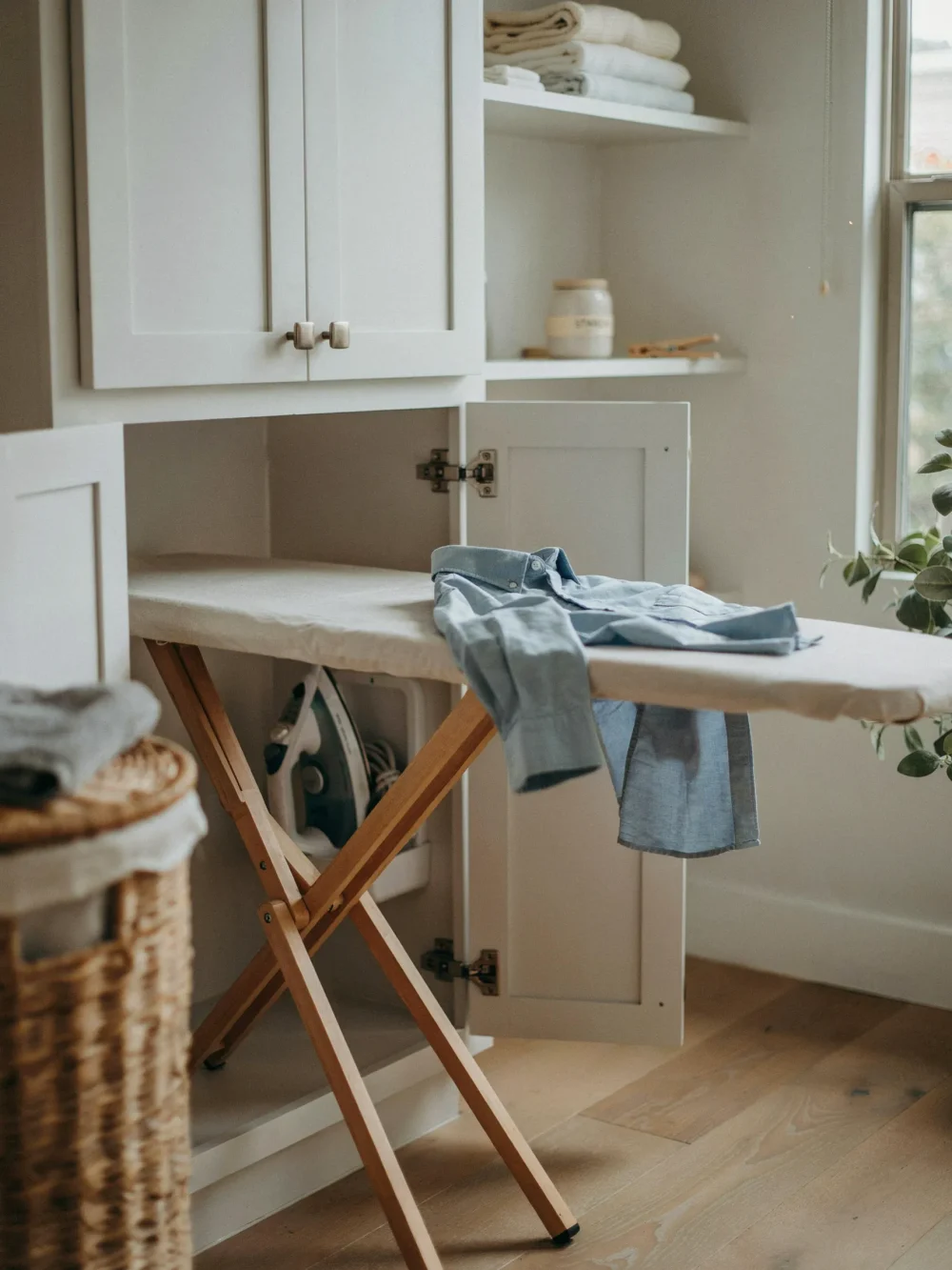 Fold-Down Wall-Mounted Ironing Board Station