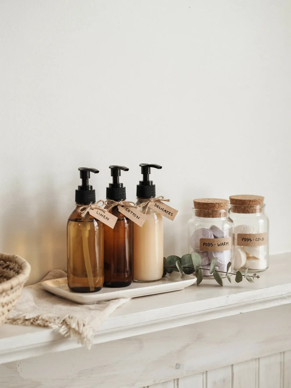 Amber Glass Dispensing Jars for Detergent