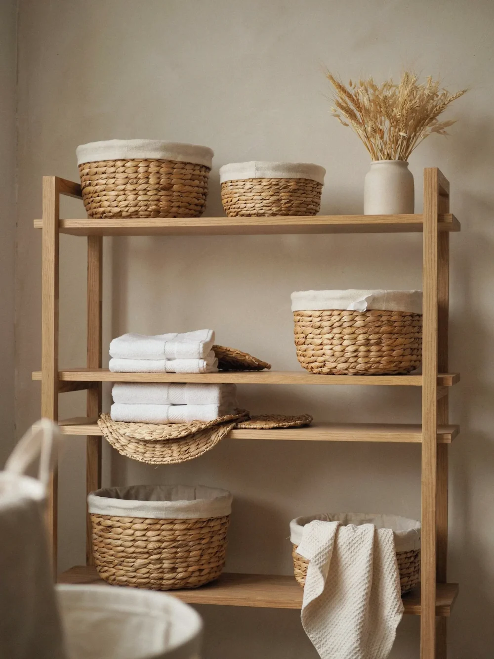 Linen-Lined Open Shelf Basket System