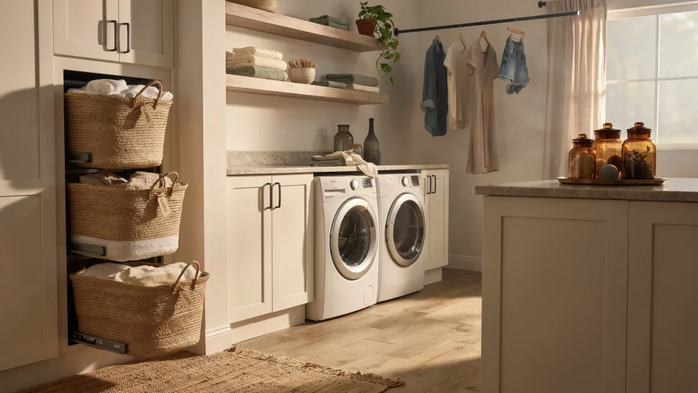 Brilliant Built-In Sorting Ideas to Instantly Upgrade a Basic Family Laundry Setup