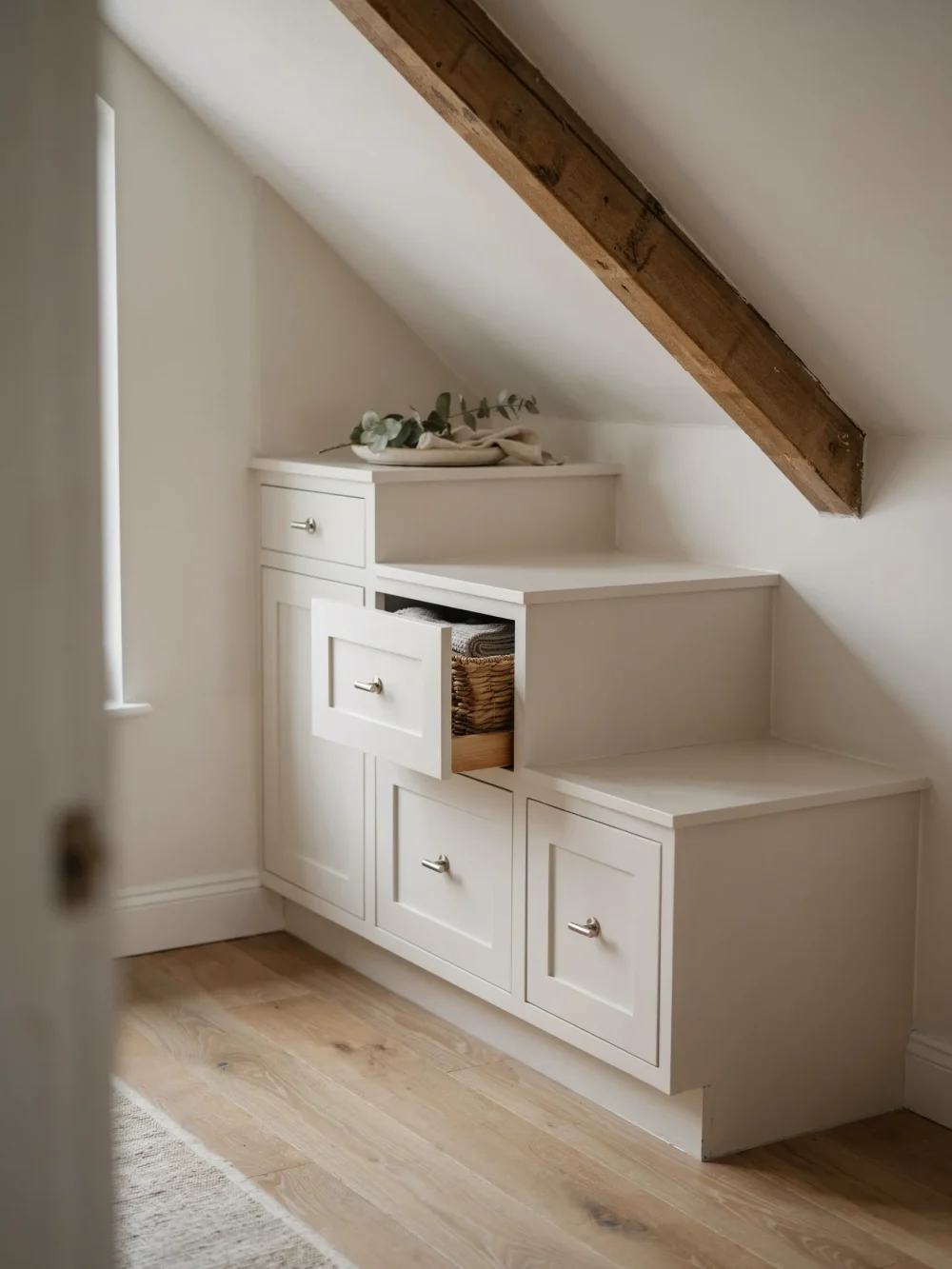 Under-Stair Laundry Closet with Built-In Sorting Stack