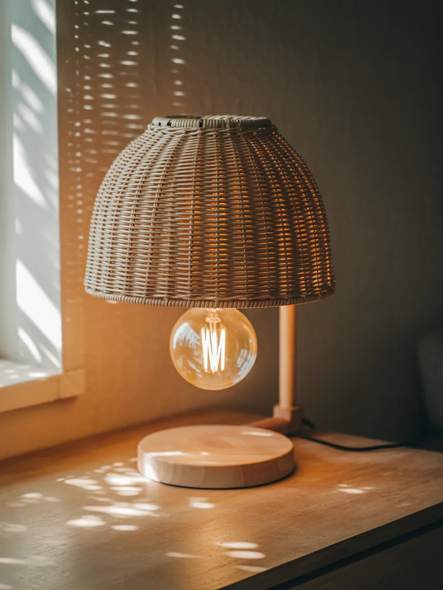 The Rattan Shade with LED Filament Bulb