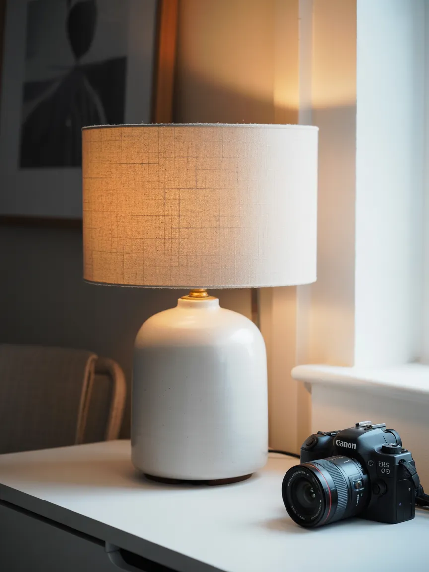 The Matte White Ceramic Base Lamp