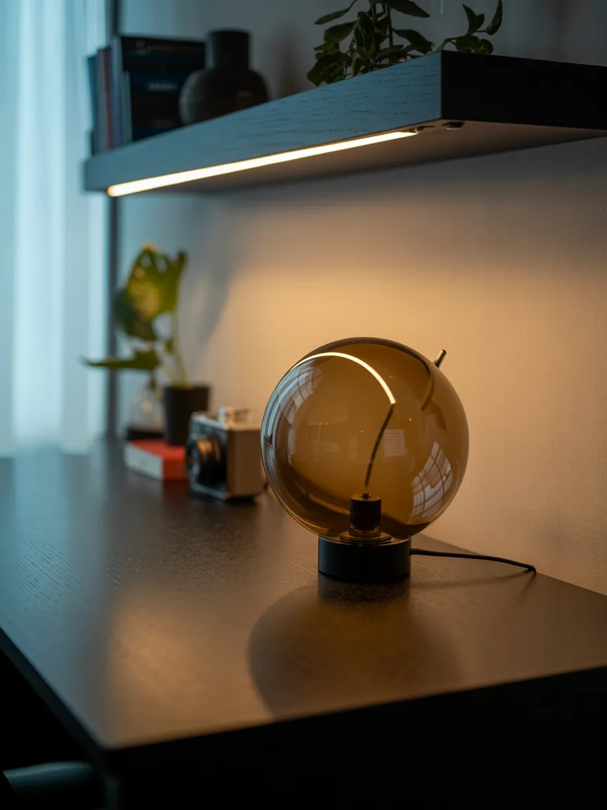 The Smoked Glass Globe Lamp