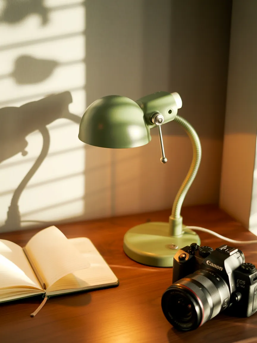 The Matte Sage Green Metal Lamp
