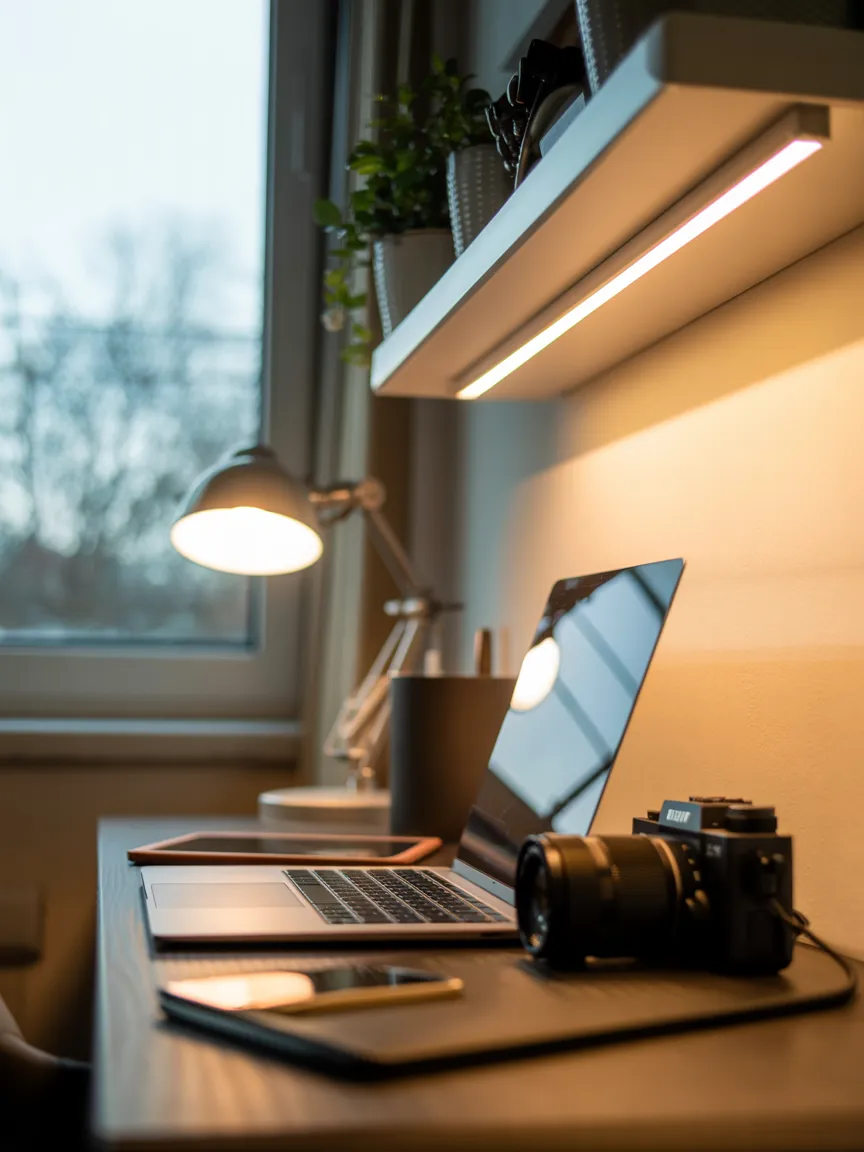 The Under-Shelf LED Strip Plus Task Lamp Combo