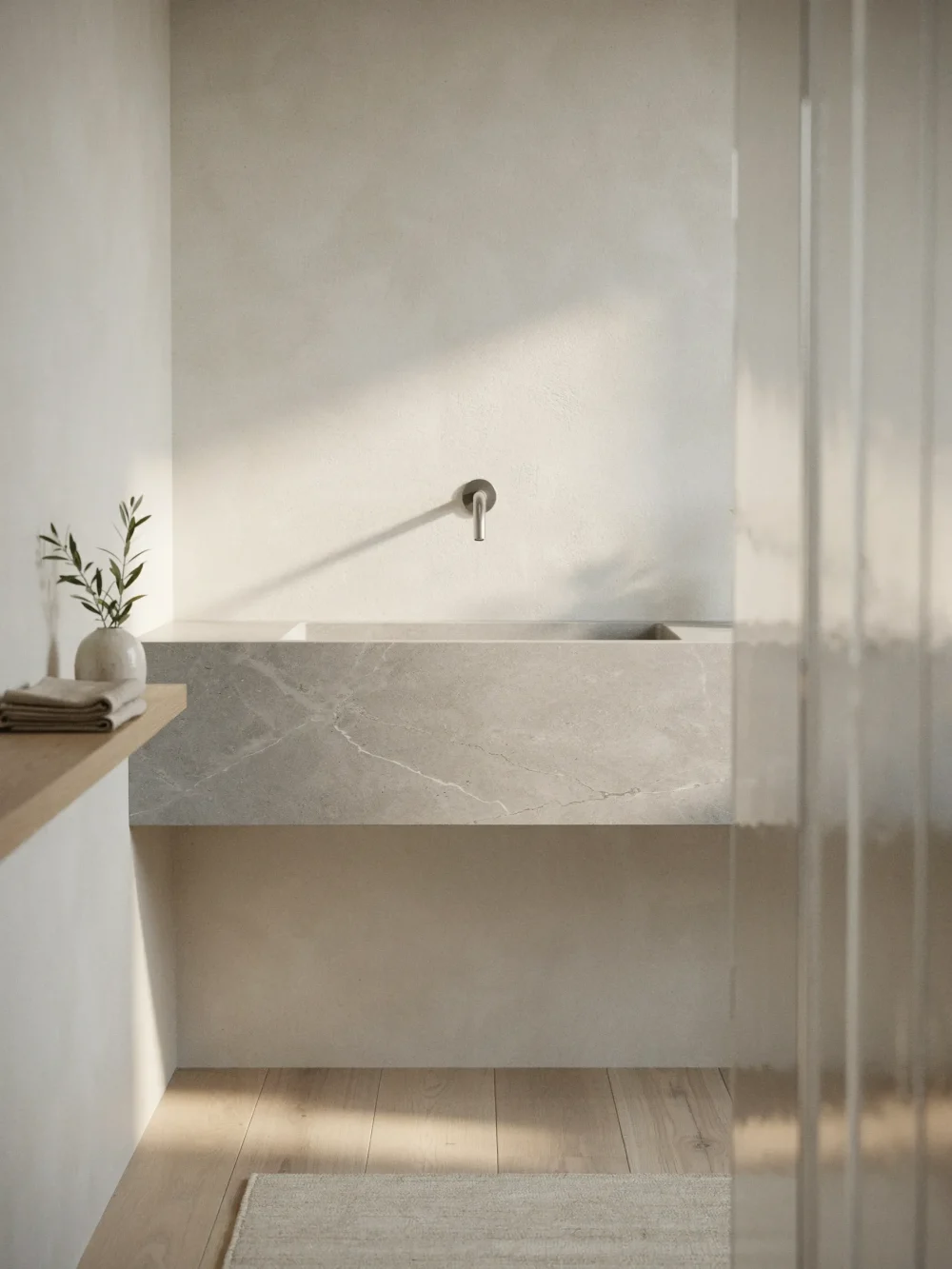 Soft Grey Quartz With Hidden Slotted Drain