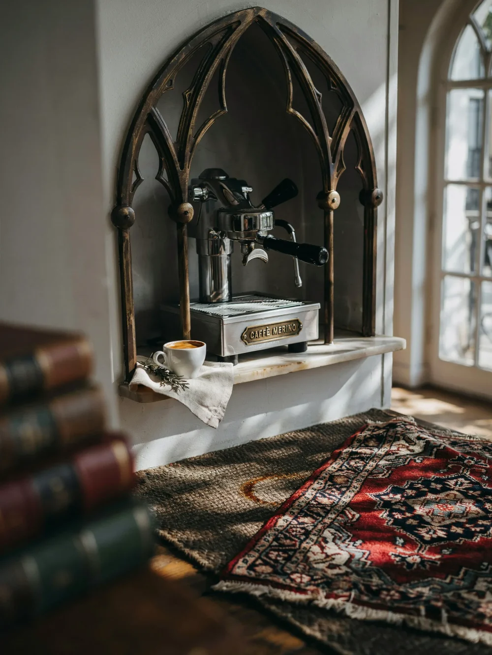 Layered Rugs on Stone or Dark Wood Flooring