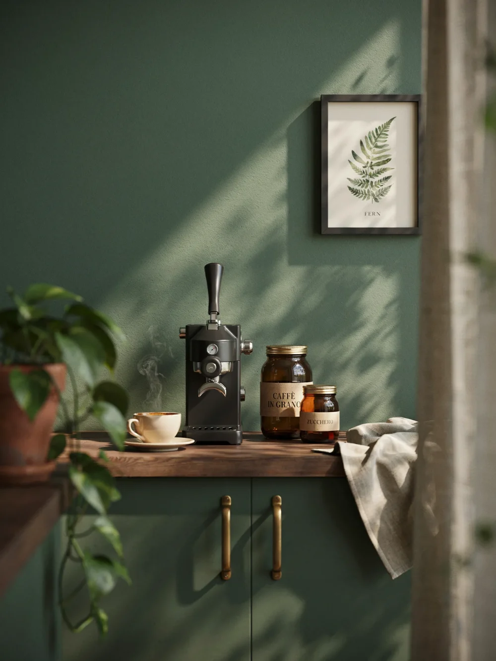 Deep Forest Green Wall as a Backdrop