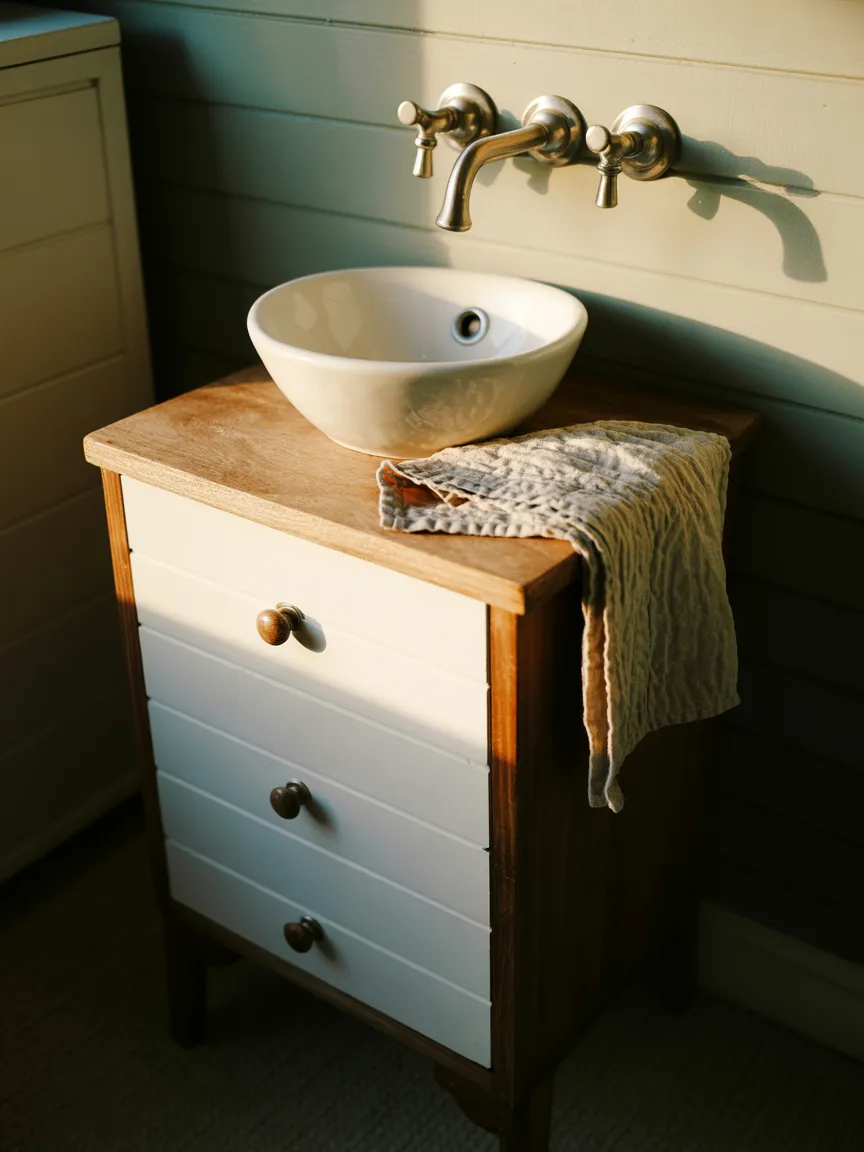 Shiplap-Sided Nightstand Powder Room Vanity